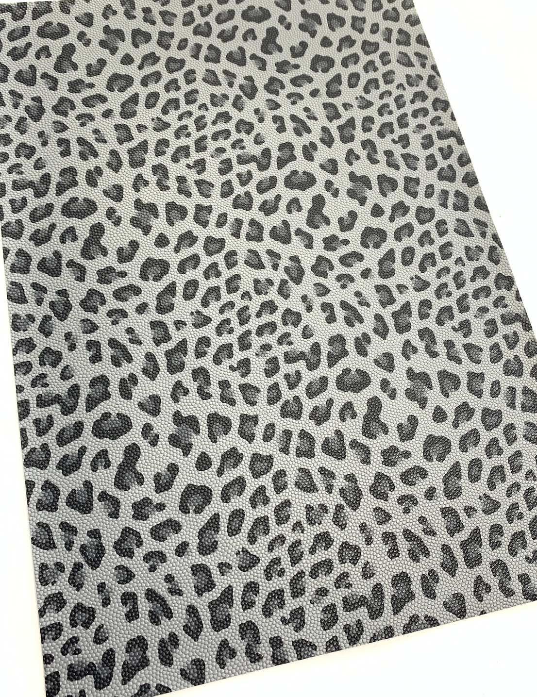 Dark Grey Leopard Faux Leather Fabric