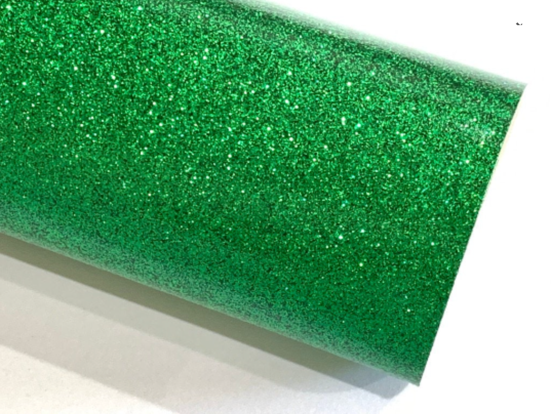 Green Fine Glitter Effect Smooth Glitter Fabric Sheet Thin 0.6mm