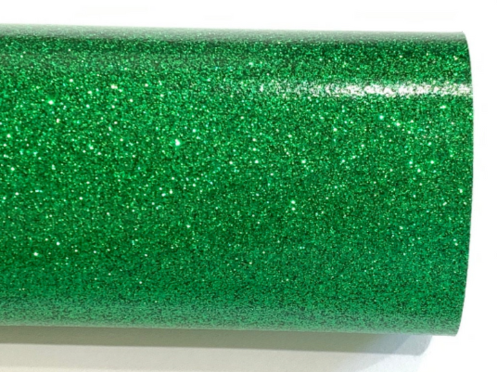 Green Fine Glitter Effect Smooth Glitter Fabric Sheet Thin 0.6mm