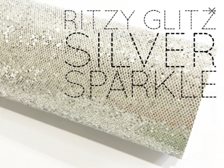 Ritzy Glitz Silver Sparkle Glitter Fabric A4 Sheet