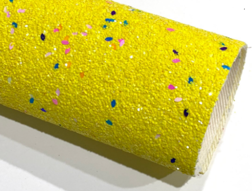 Bright Yellow Celebration Chunky Glitter Confetti Canvas