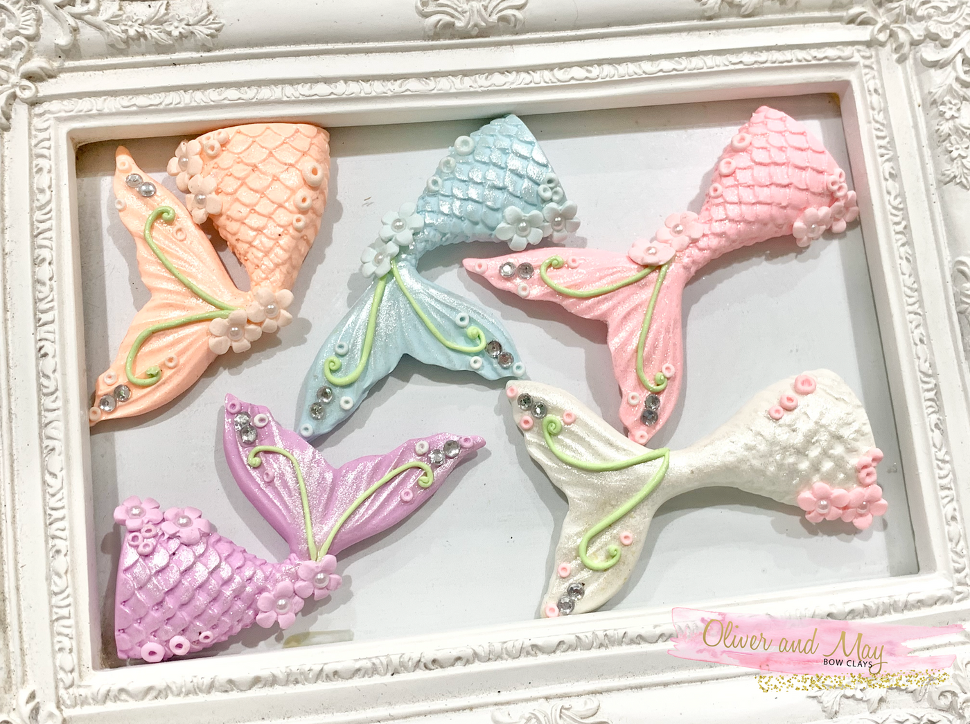 Mermaid Tails Bow Clay Embellishments