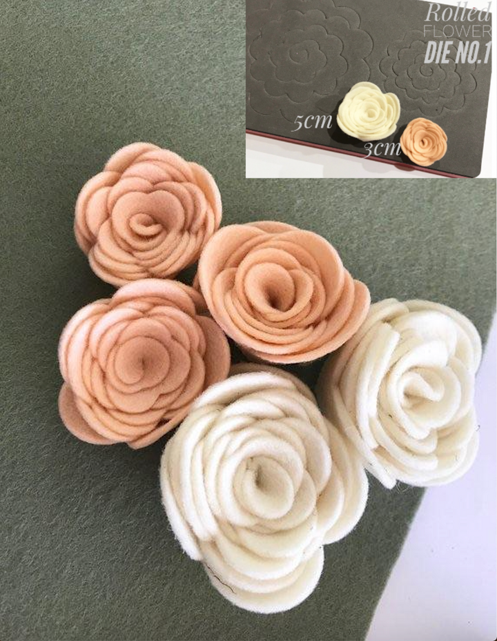 Rose Trio Rolled Flower Steel Rule Die - 3cm, 4cm & 5cm With Leaves