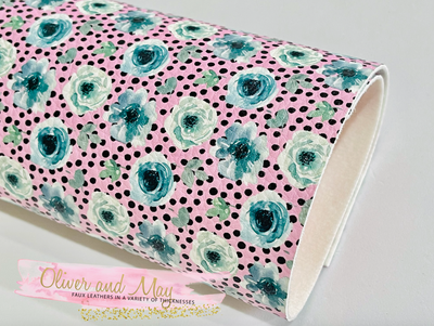 Vintage Pink Dotted Floral Faux Leatherette from Franchi-a-Pipo London