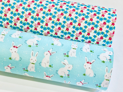 Winifred Rose Fabric Felt - Light Blue Bunny and Coordinating Petite Floral - Limited Stock
