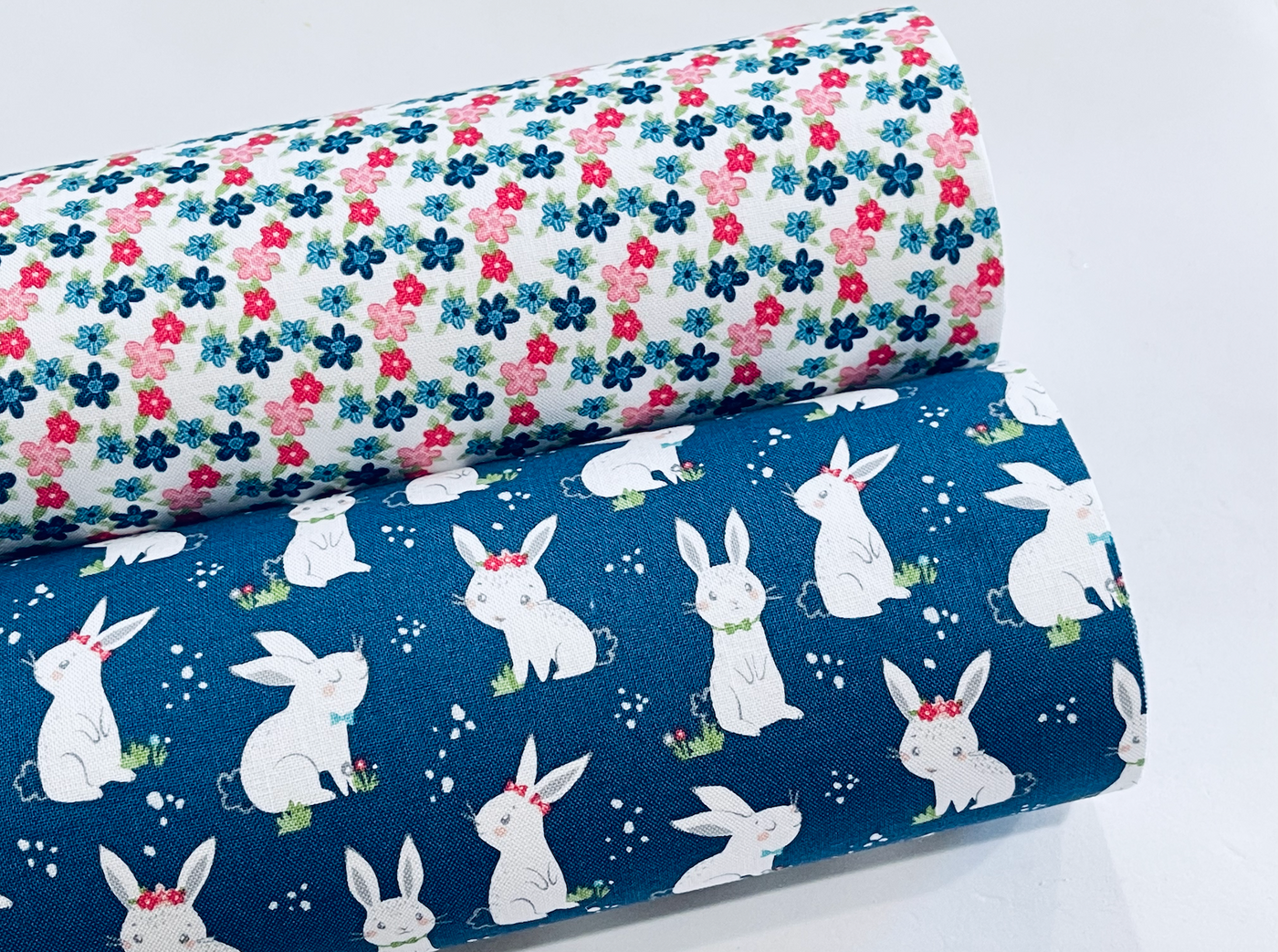 Winifred Rose Fabric Felt - Navy Bunny and Coordinating Petite Floral - Limited Stock