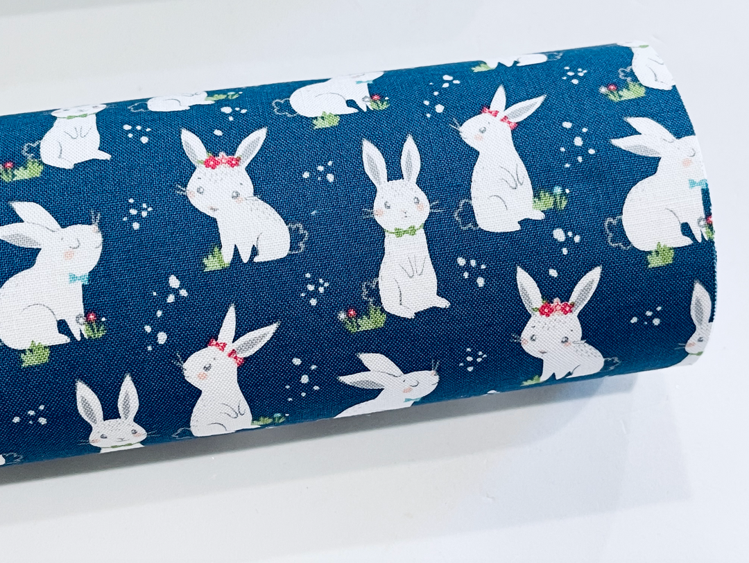 Winifred Rose Fabric Felt - Navy Bunny and Coordinating Petite Floral - Limited Stock