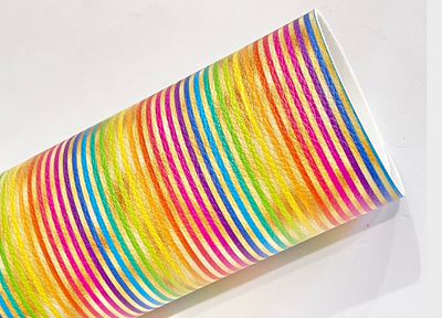 Bright Rainbow Striped Faux Leatherette