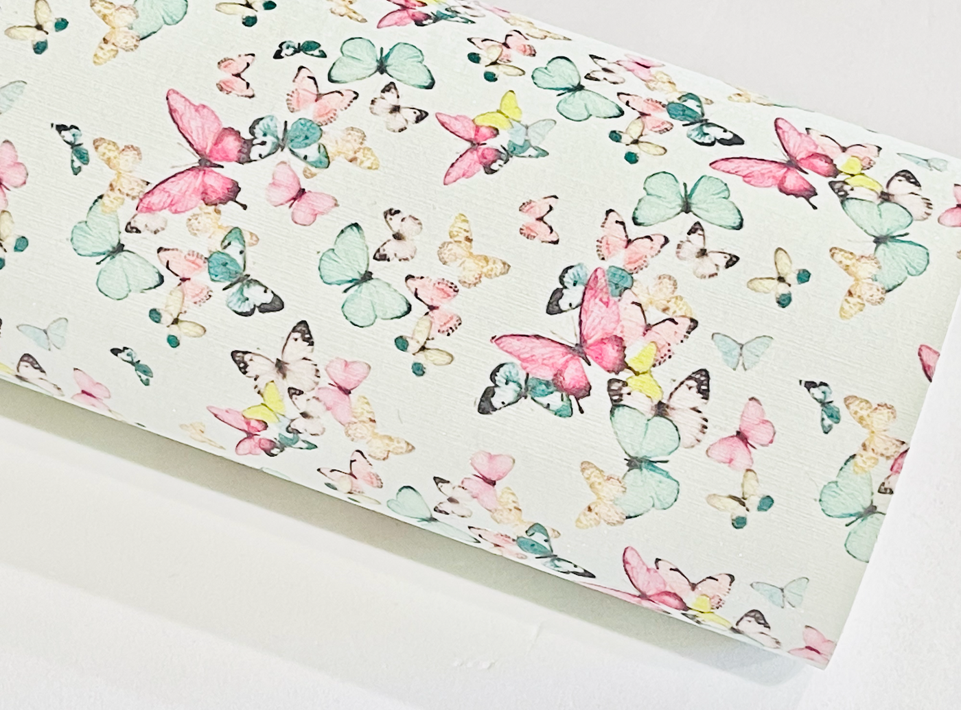 Butterflies Glitter Suede Fabric Sheet in Mint and Pink
