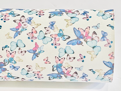 Butterflies Glitter Suede Fabric Sheet in Blue and Pink