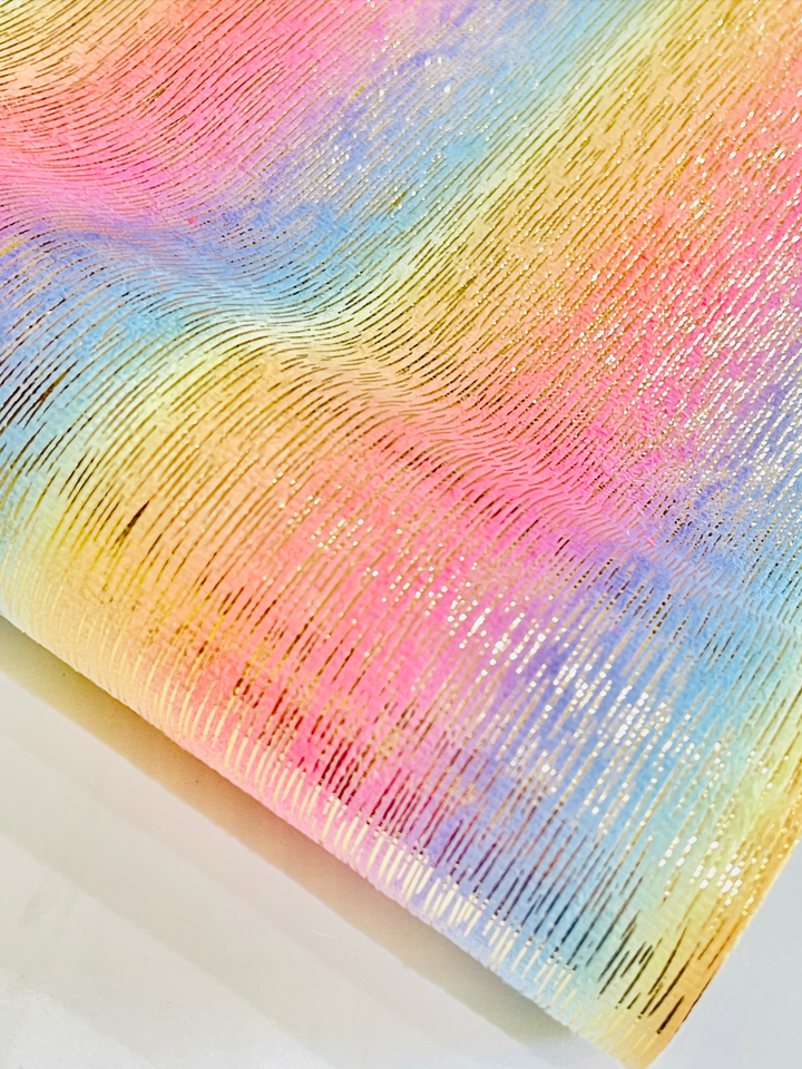 Pastel Rainbow with Gold Foil Velour - Suitable for Jewellery Makers