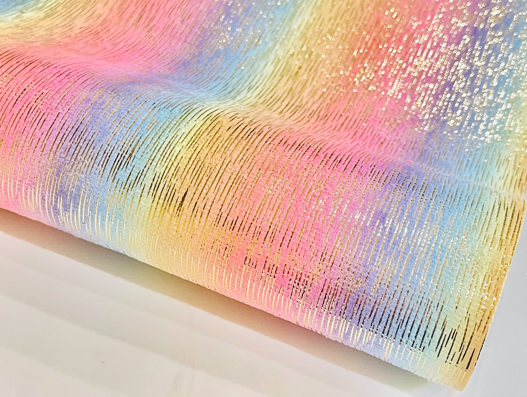 Pastel Rainbow with Gold Foil Velour - Suitable for Jewellery Makers