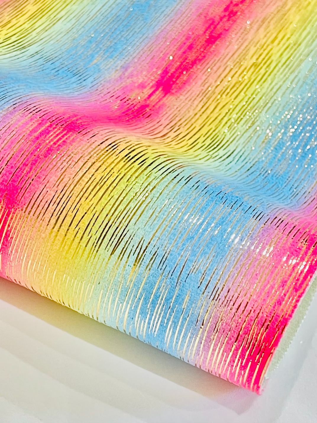 Rainbow with Gold Foil Soft Leatherette - Suitable for Jewellery Makers