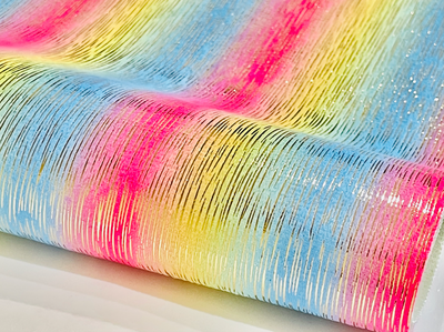 Rainbow with Gold Foil Soft Leatherette - Suitable for Jewellery Makers