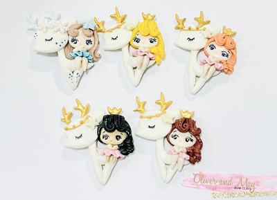Riding Princess Girls Bow Clay Embellishment