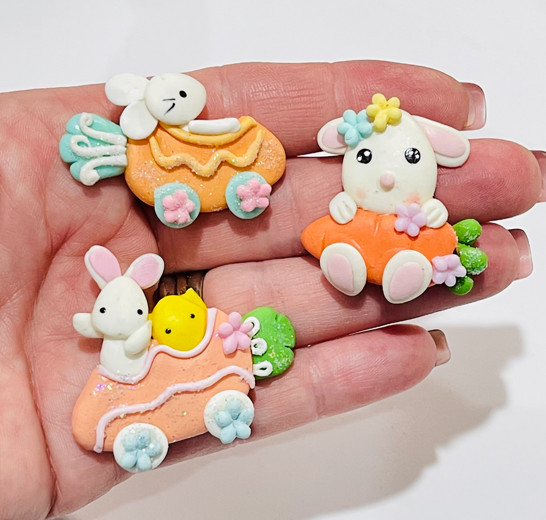 Easter Bunny with Carrot Bow Clay Embellishments