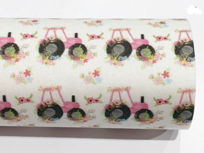 Pink Tractors Fabric Felt Sheets