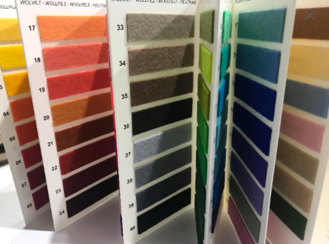 1mm Merino Wool Felt Colour Chart