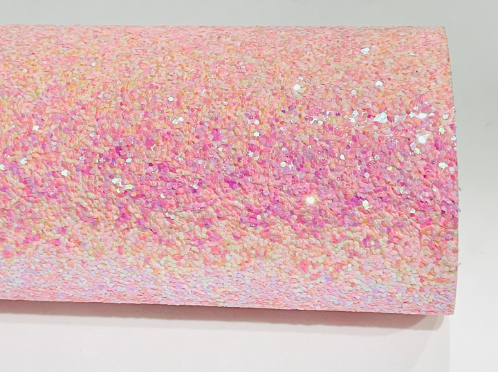 Feuille de tissu holographique à grosses paillettes de guimauve rose