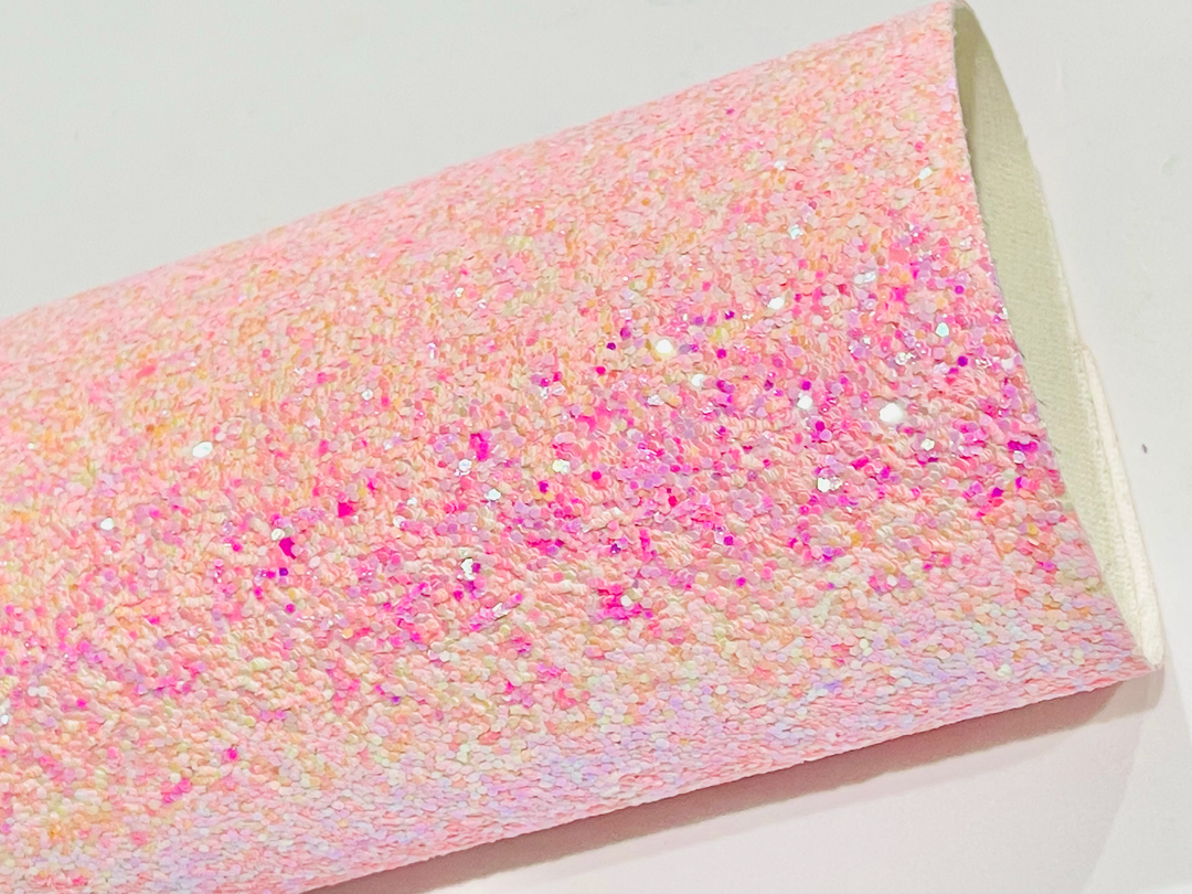 Pink Marshmallow Holographic Chunky Glitter Fabric Sheet