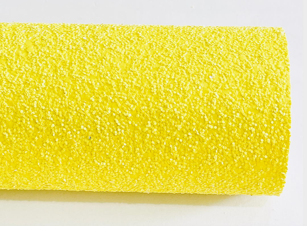 Feuilles de tissu à grosses paillettes jaune soleil