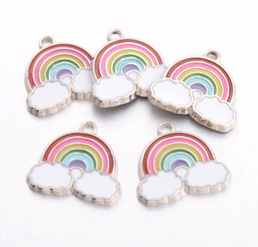 Rainbow with Clouds Enamel Charms