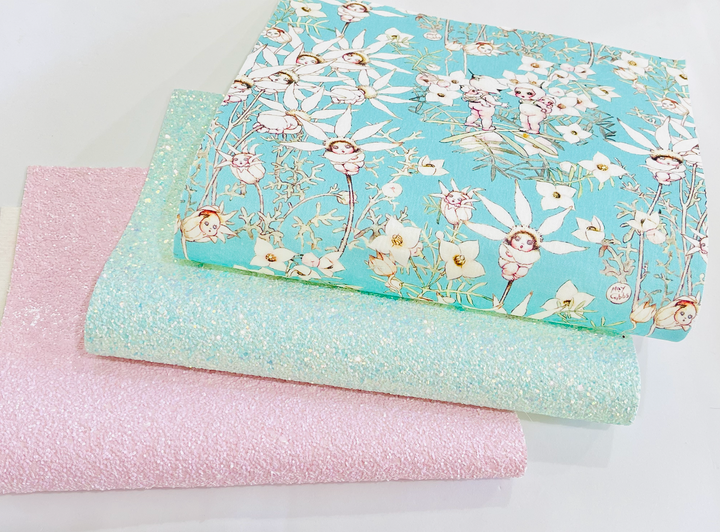 May Gibbs 3 Sheet Bundle - Feutre de tissu de fleurs de flanelle de menthe brillante - Soutenu en feutre de laine pure mérinos