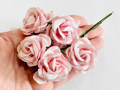 35mm Light Pink Mulberry Paper Roses - Lots of 5