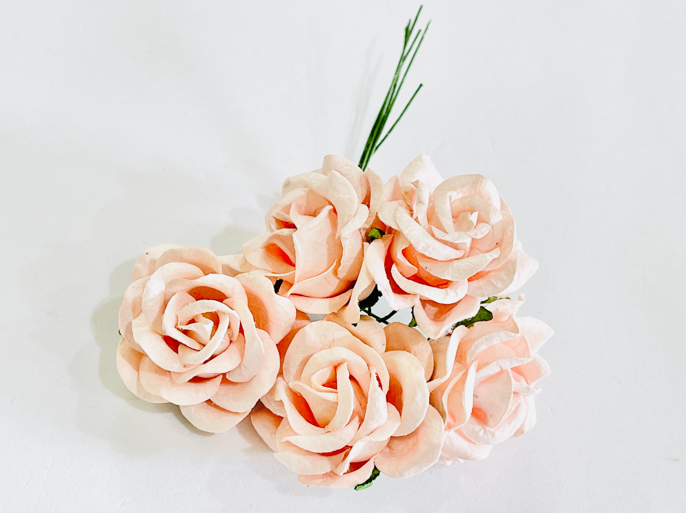 35mm Blush Pink Mulberry Paper Roses - Lots of 5