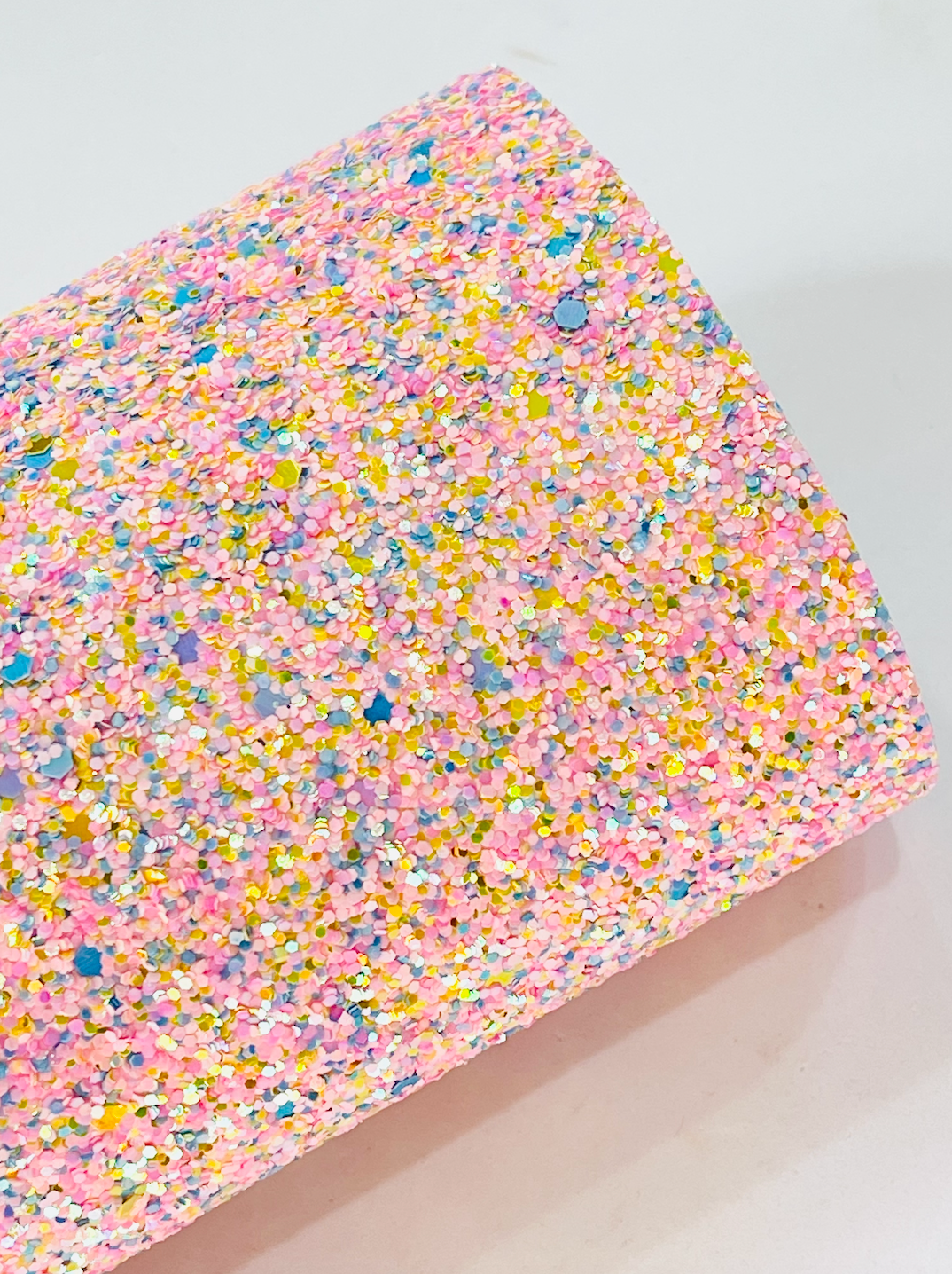 Party Pink Multicoloured Chunky Glitter Fabric