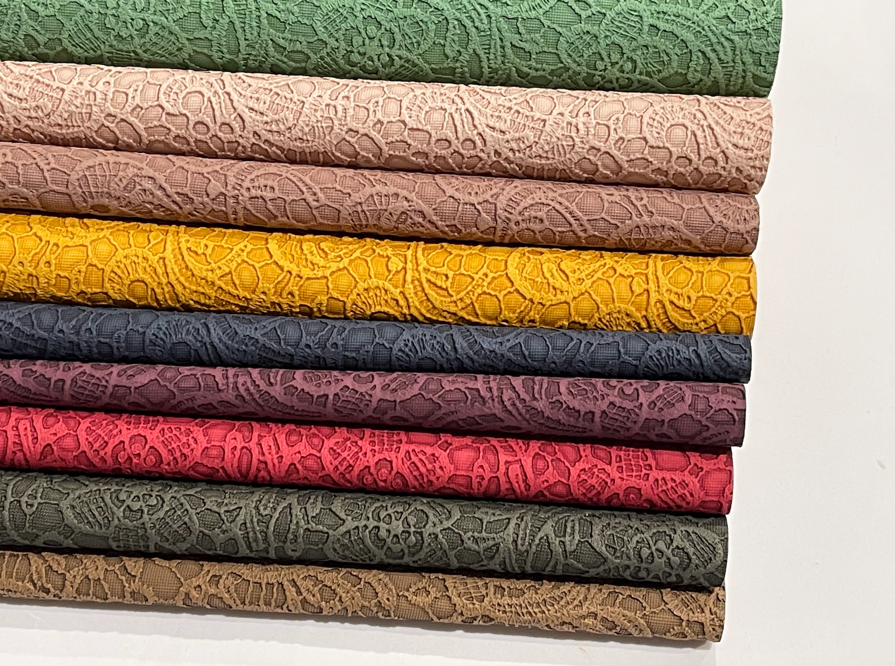 Chocolate Floral Lace Embossed Faux Leatherette – Oliver and May