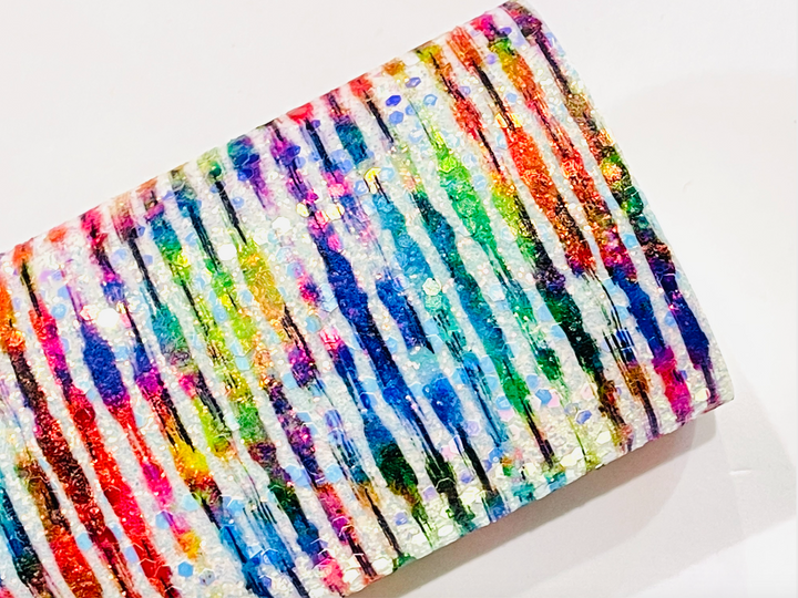 Painted Stripes Chunky Glitter Leather