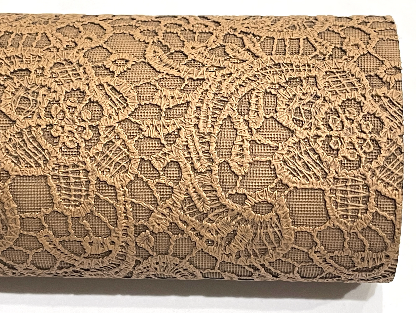 Rich Brown Lace Embossed Faux Leatherette