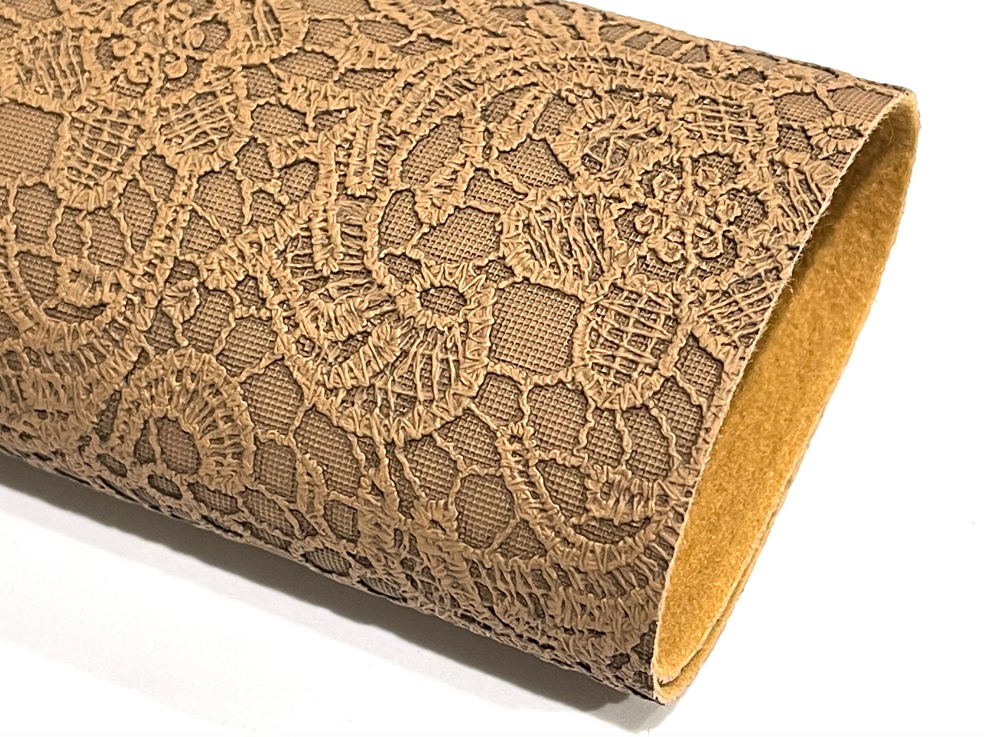 Rich Brown Lace Embossed Faux Leatherette