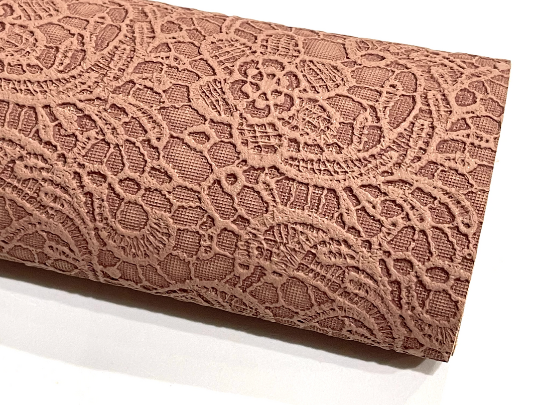 Chocolate Floral Lace Embossed Faux Leatherette – Oliver and May