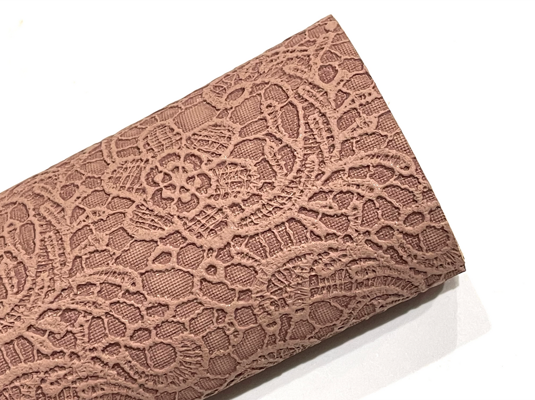 Chocolate Floral Lace Embossed Faux Leatherette – Oliver and May