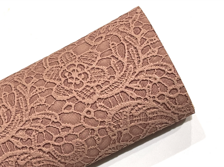Chocolate Floral Lace Embossed Faux Leatherette