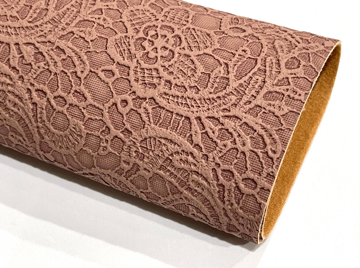 Chocolate Floral Lace Embossed Faux Leatherette – Oliver and May