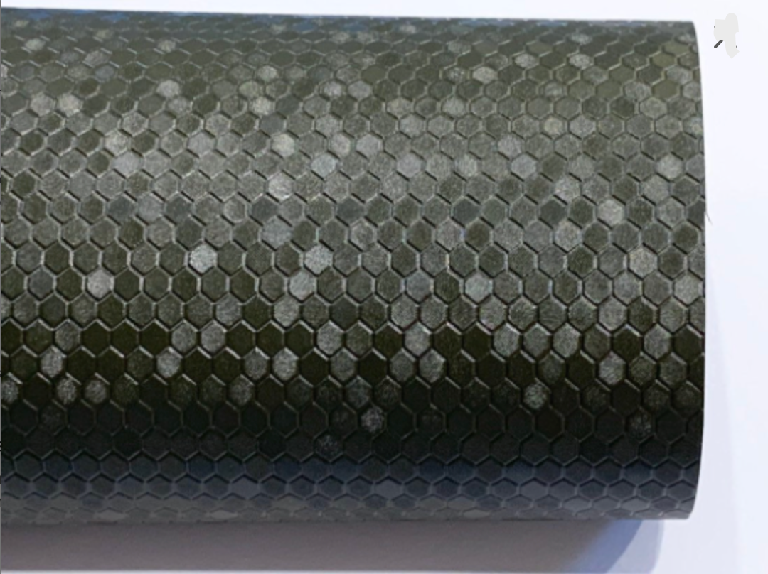 Darkest Green Honeycomb Leatherette Satin Finish Sheet Thin 0.7mm A4 or A5 Size