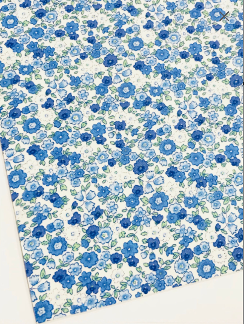 Blue White Floral Artisan Fabric Felt