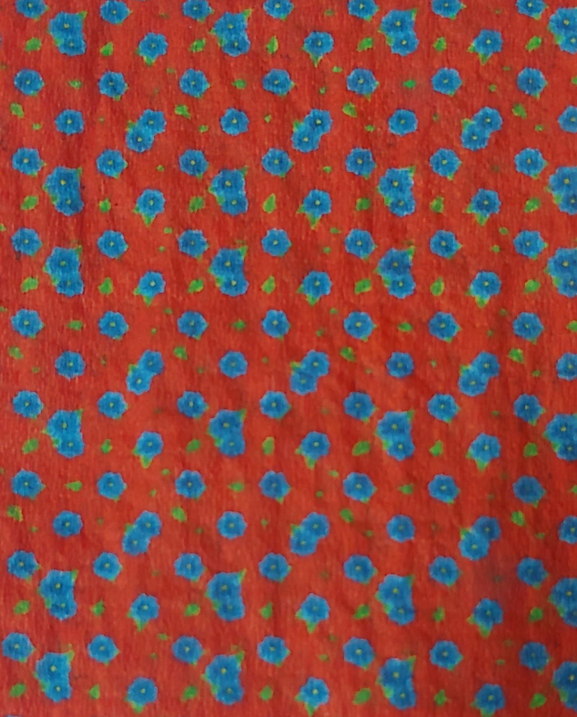 Feuille de serviette en tissu pour découpage - Fleurs rouges et bleues