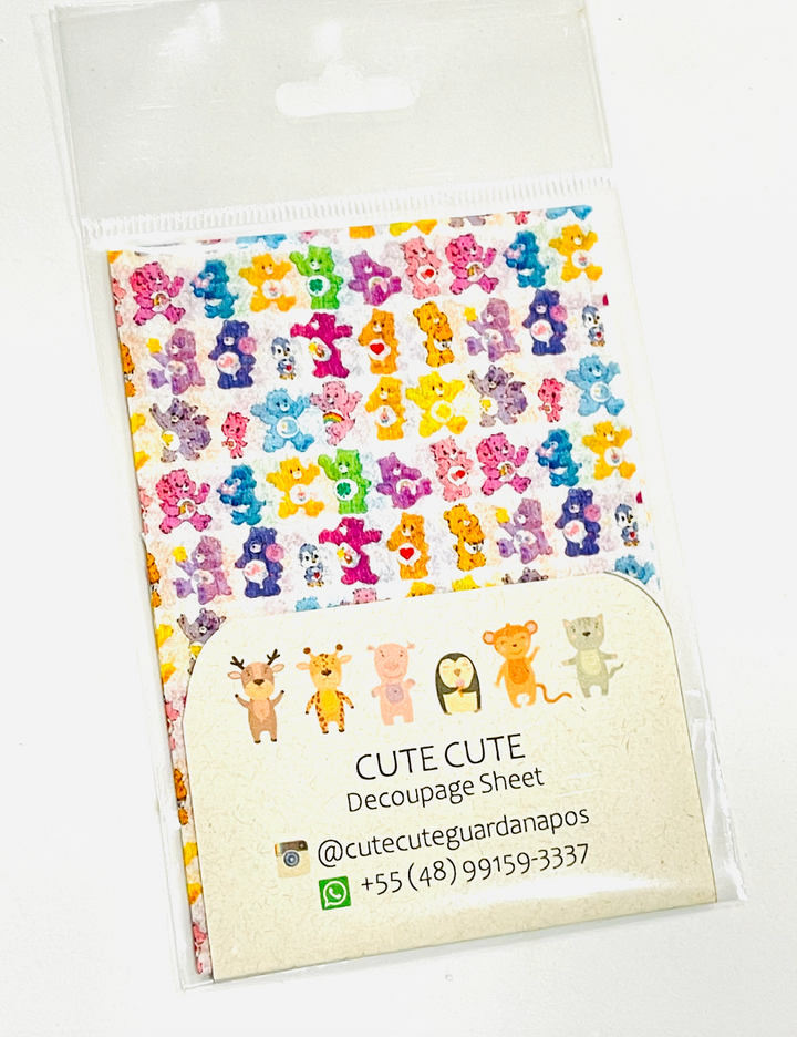 Tissue Napkin Sheet for Decoupage - Rainbow Bears