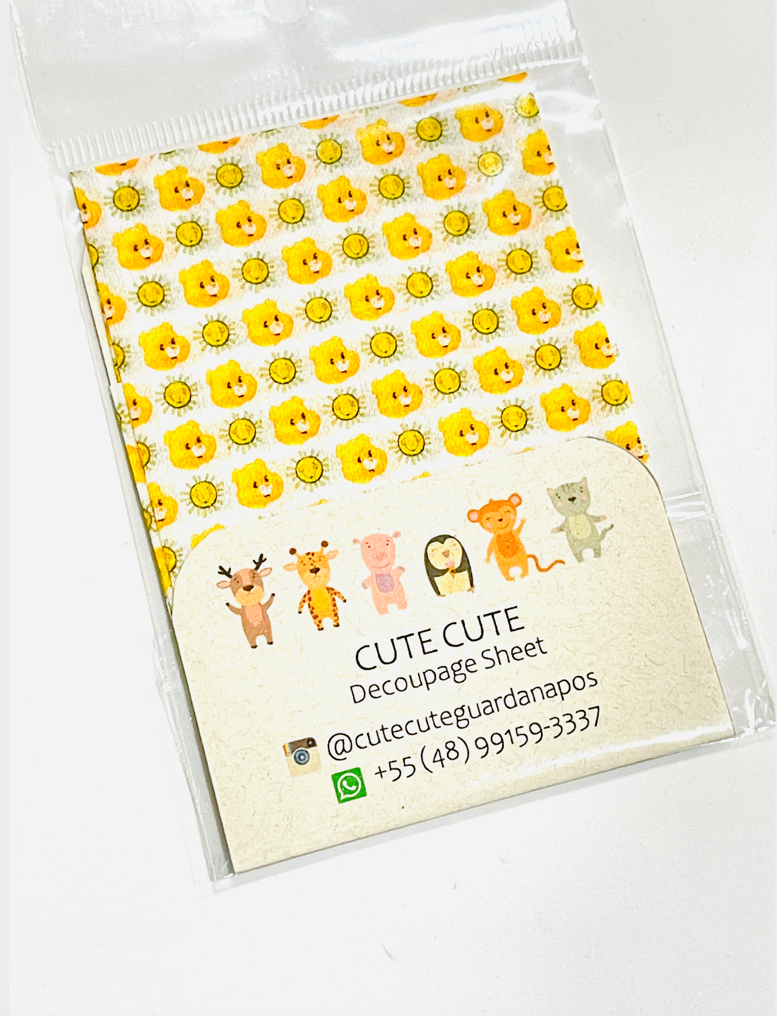 Tissue Napkin Sheet for Decoupage - Yellow Bear