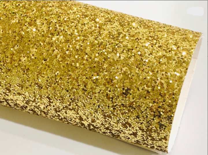 Feuille A4 de tissu à grosses paillettes en or jaune