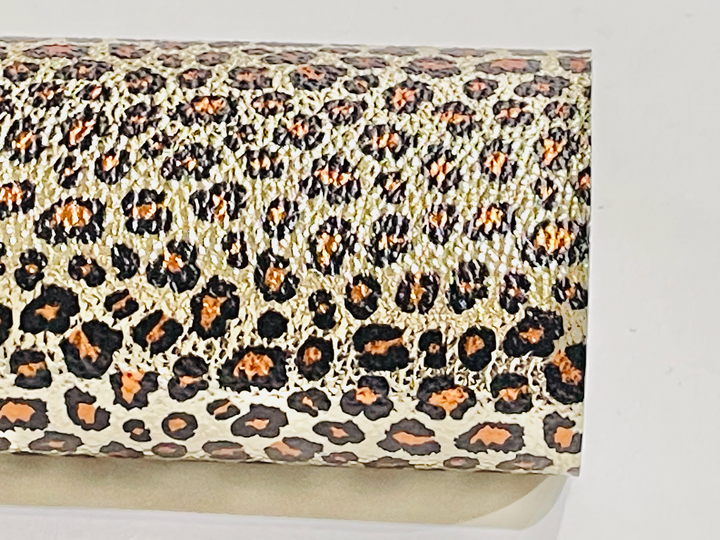 Metallic Leopard Print Faux Leatherette Sheets - Silver and Gold Metallic