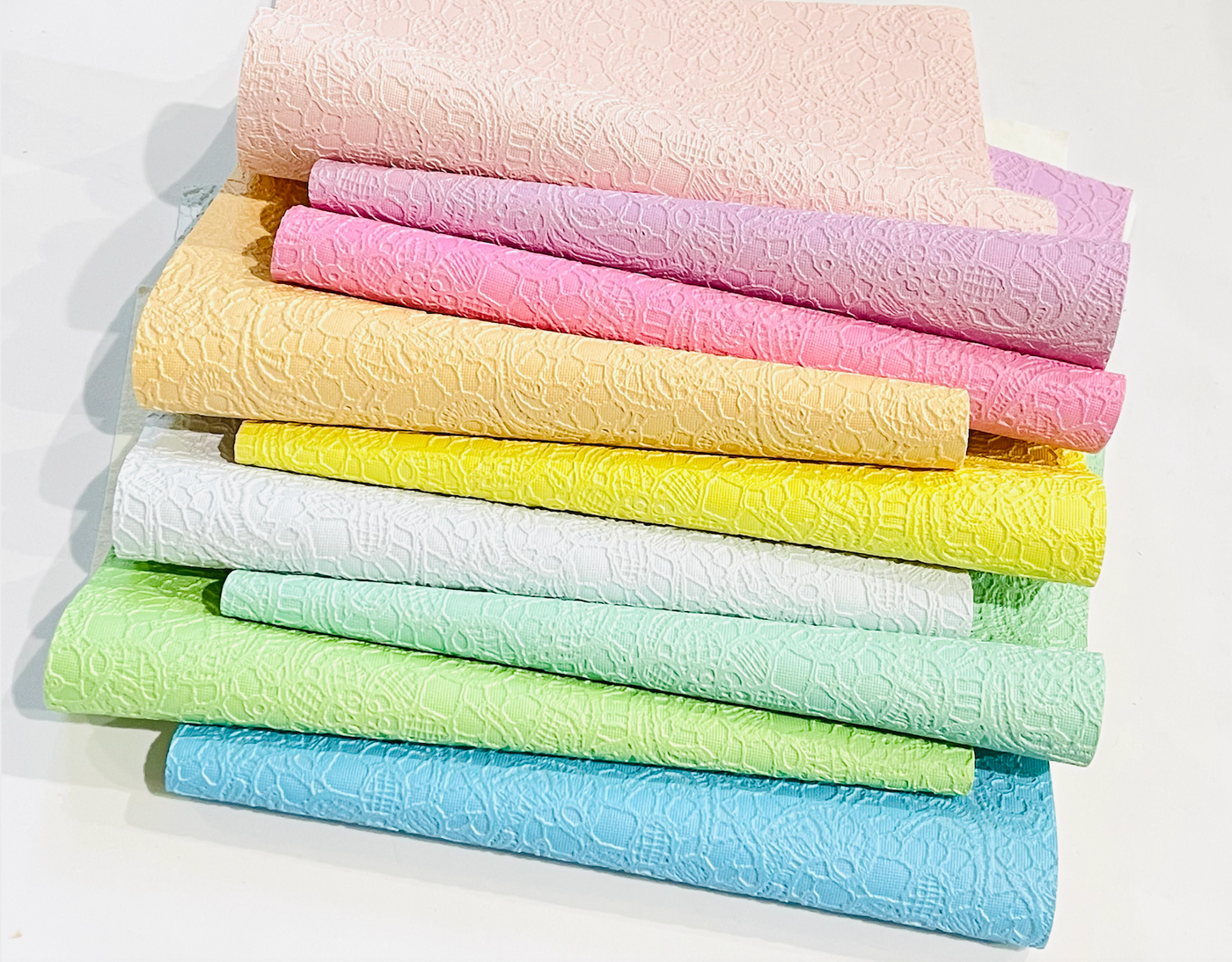 9 Sheets Mega Gelato Lace Embossed Faux Leatherette Bundle