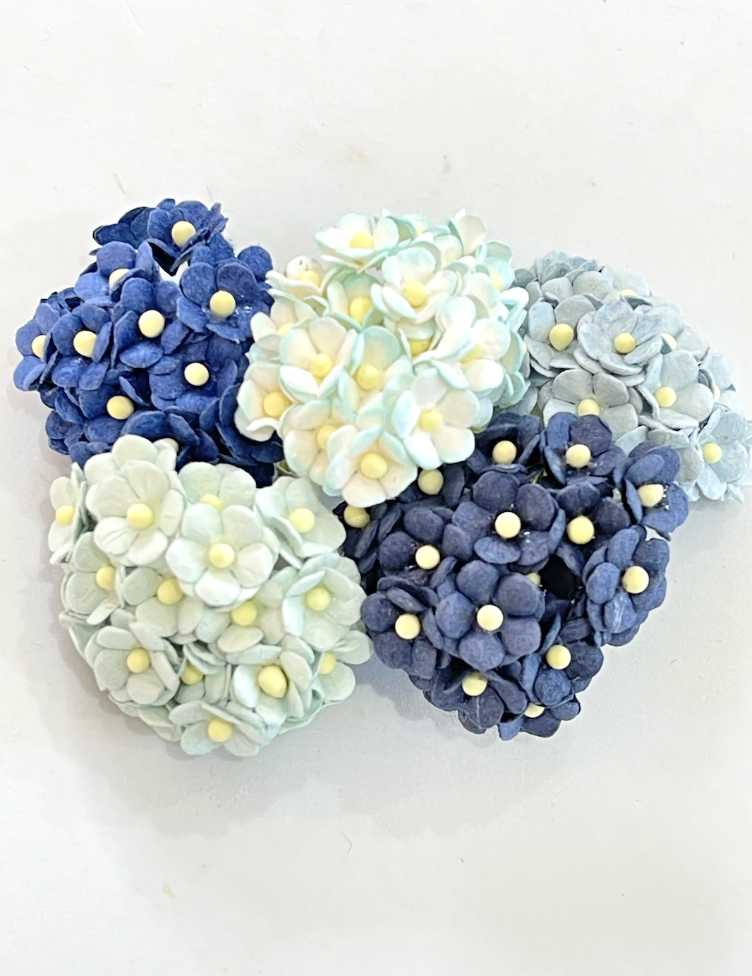 Blue Miniature 10mm Sweetheart Blossoms Mulberry Paper (Pack of 5 colours, 100 stems)