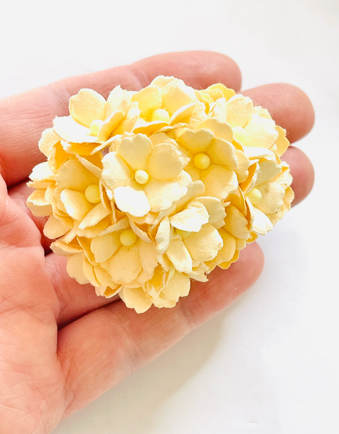 Creamy Yellow Sweetheart Blossoms Mulberry Paper Flowers