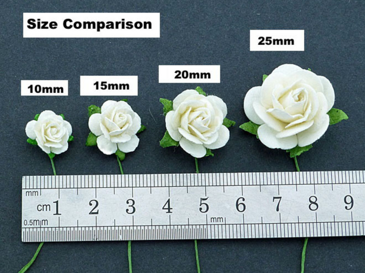 Roses en papier de mûrier 2 tons rose champagne - 10 mm, 15 mm, 20 mm