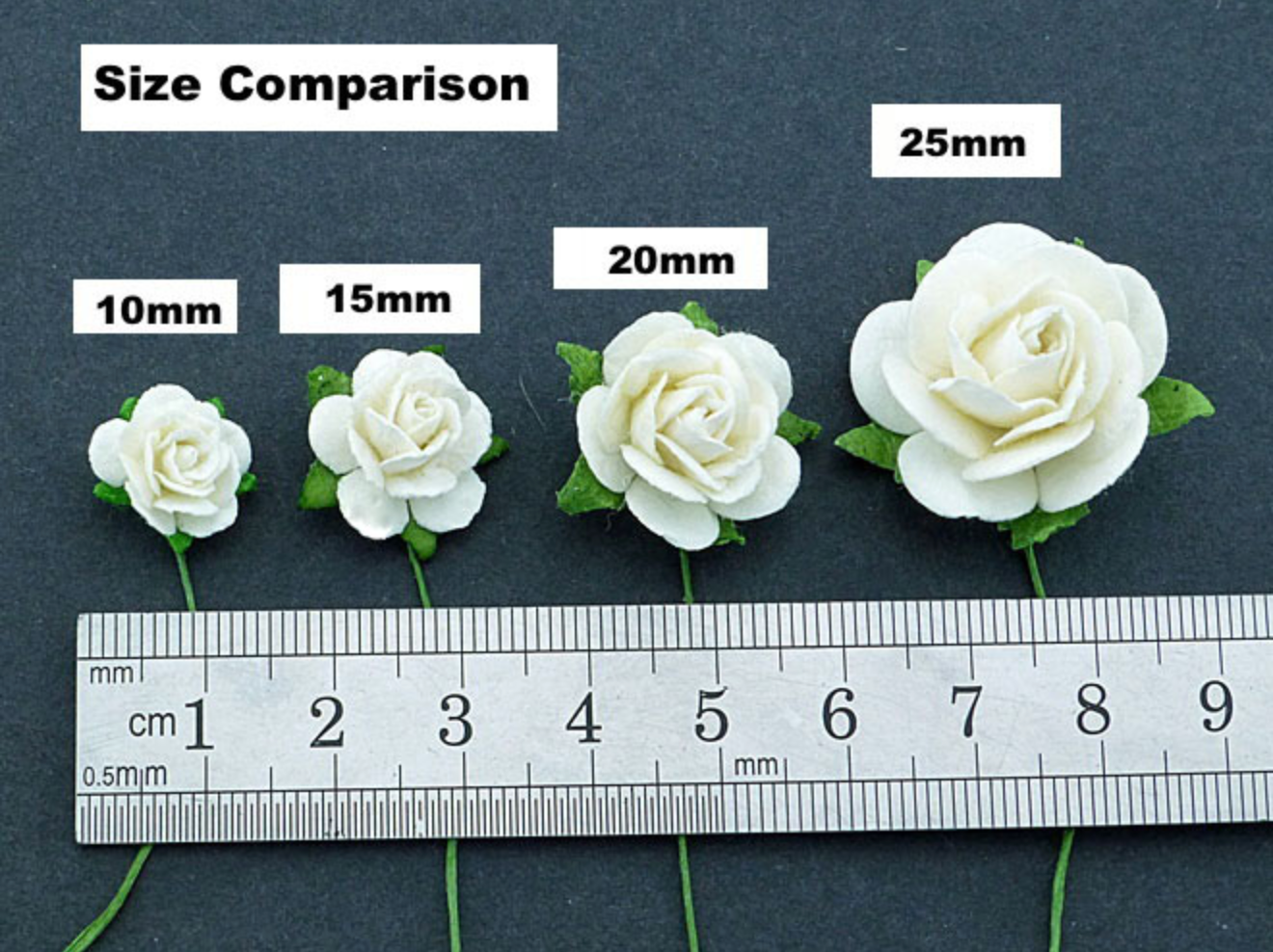 Baby Blue Mulberry Paper Roses - 10mm, 15mm, 20mm